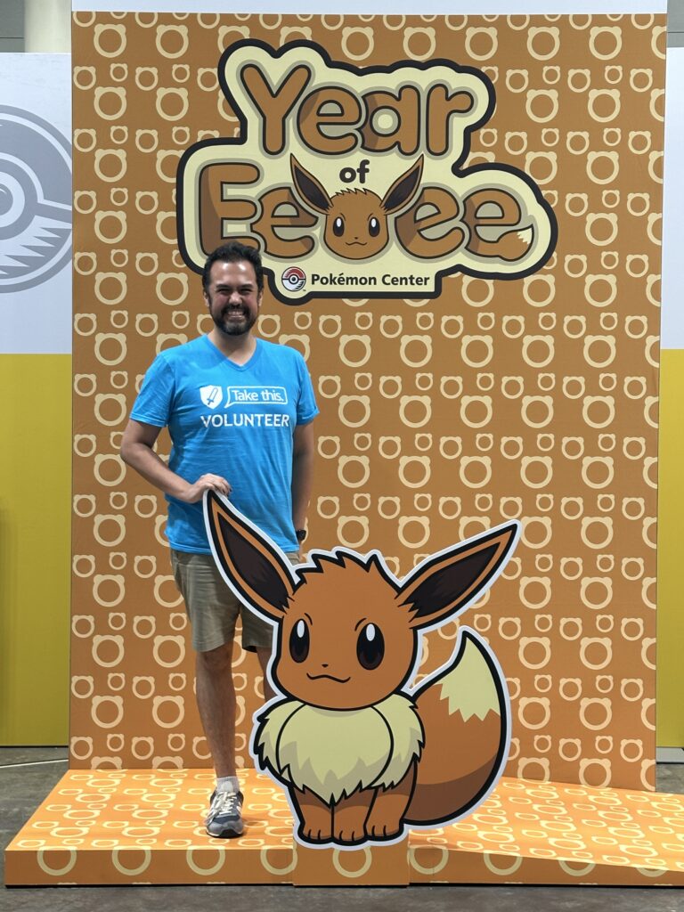 Eevee photo area where guests can get pictures in front of an evee cutout